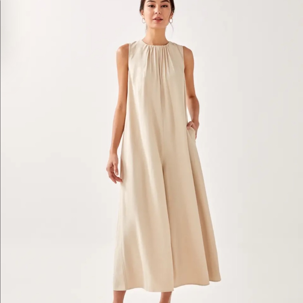 Beige Flowy Jumpsuit